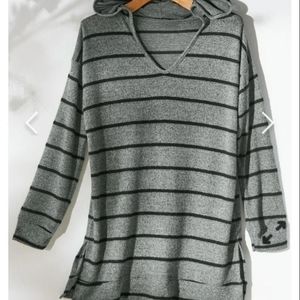NWT Soft Surroundings Downtown Striped Hoodie 3BD6